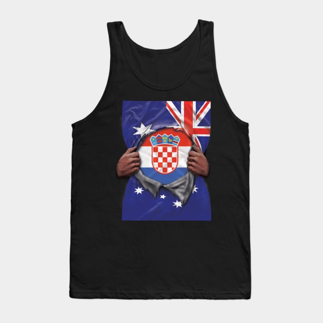 Croatia Flag Australian Flag Ripped Open - Gift for Croatian From Croatia Tank Top by Country Flags